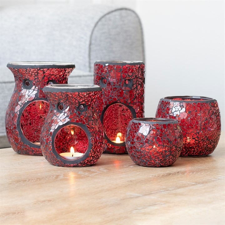 Red Pillar Crackle Glass Oil Burner and Wax Warmer, image 5 of 5