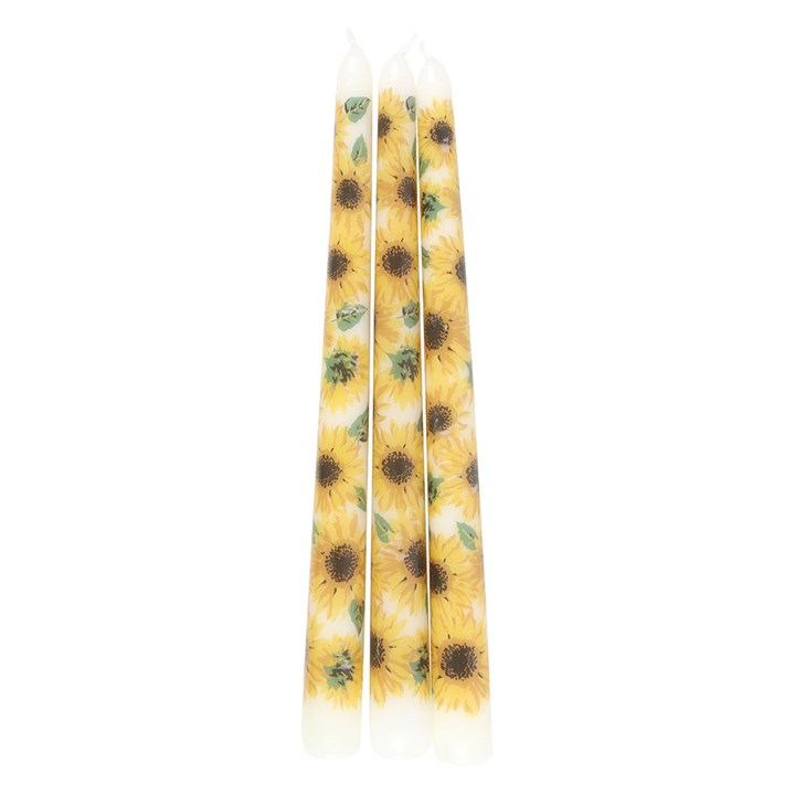 Set of 3 Sunflower Taper Candles, image 5 of 6