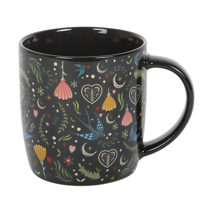 Black Midnight Bloom Print Mug, image 4 of 5
