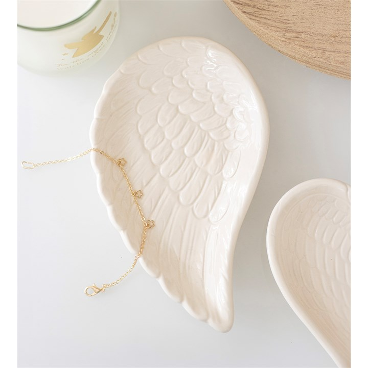 Off White Angel Wing Trinket Dish, image 2 of 6