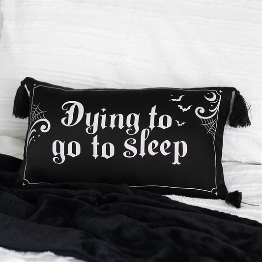 Dying to Go to Sleep Satin Cushion, image 1 of 4