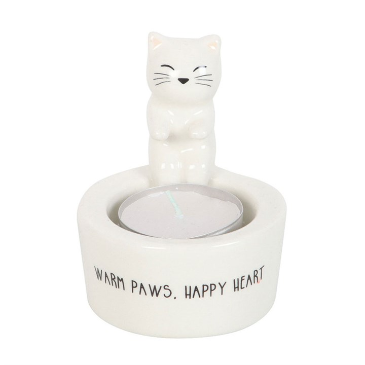 Warm Paws, Happy Heart Cat Tealight Holder, image 2 of 4