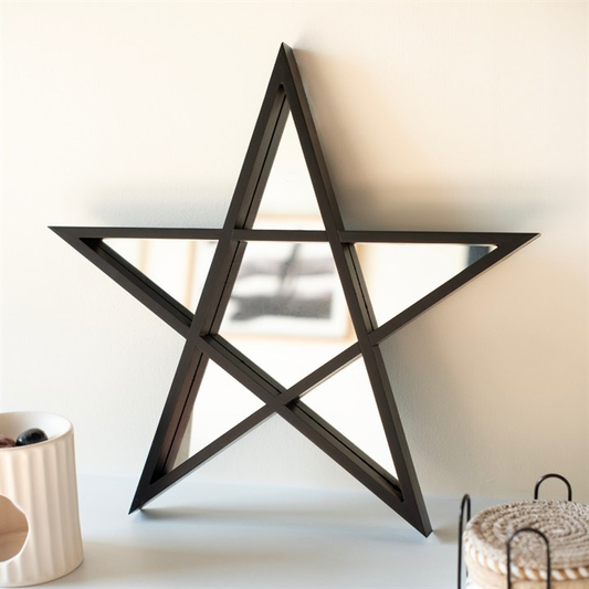 Black Framed Pentagram Mirror, image 1 of 3