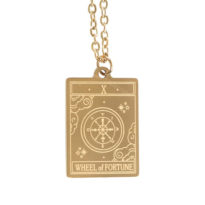 The Wheel of Fortune Vintage Tarot Necklace on Greeting Card, image 3 of 5