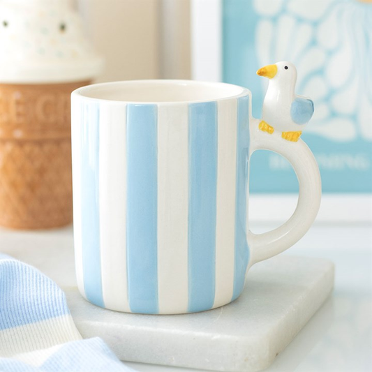 Striped Mug with Seagull, image 1 of 6