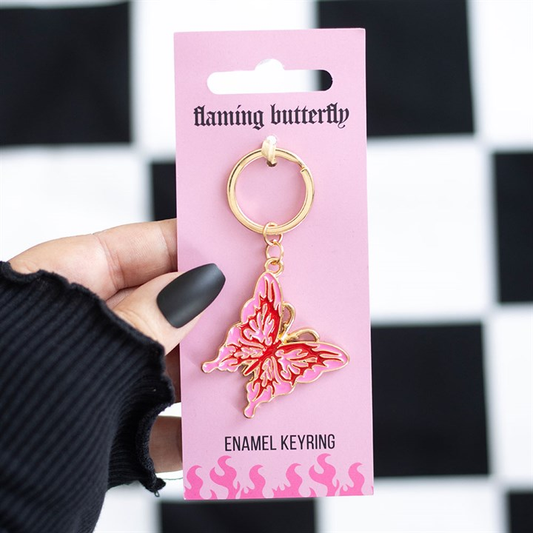 Flaming Butterfly Keyring, image 1 of 6
