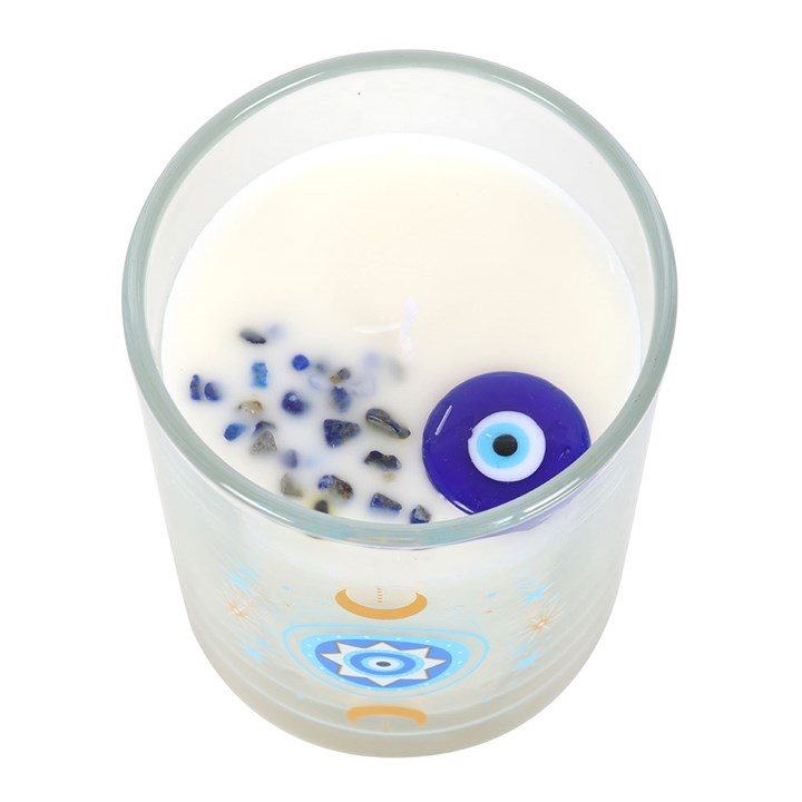 Under Watchful Eyes White Rose Candle with Crystals, image 4 of 6