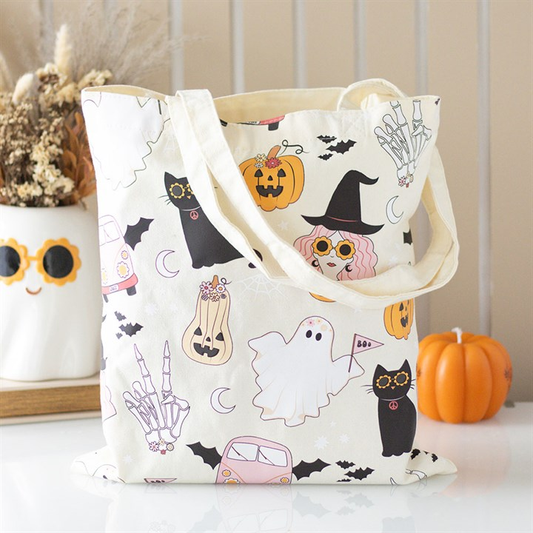 Groovy Ghost Print Polycotton Tote Bag, image 1 of 4