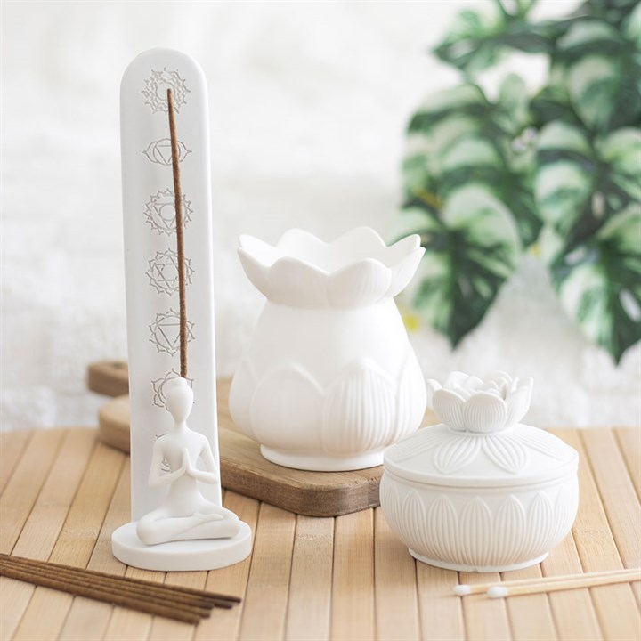 White Chakra and Yoga Pose Incense Stick Holder, image 6 of 6
