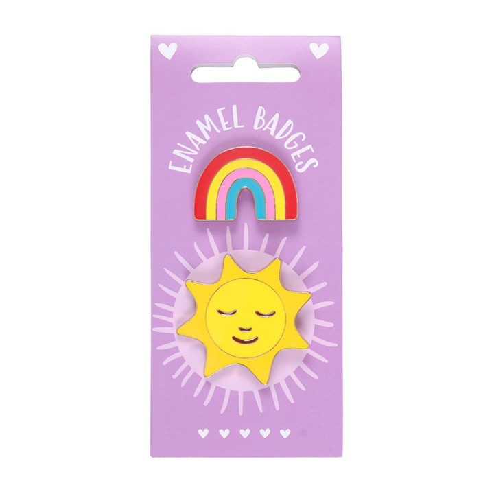 Set of 2 Rainbow and Sun Pin Badges, image 3 of 6
