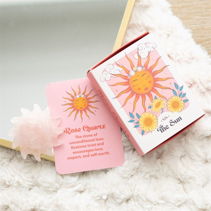 Rose Quartz Crystal Sun Keepsake Stone in a Box, image 5 of 6