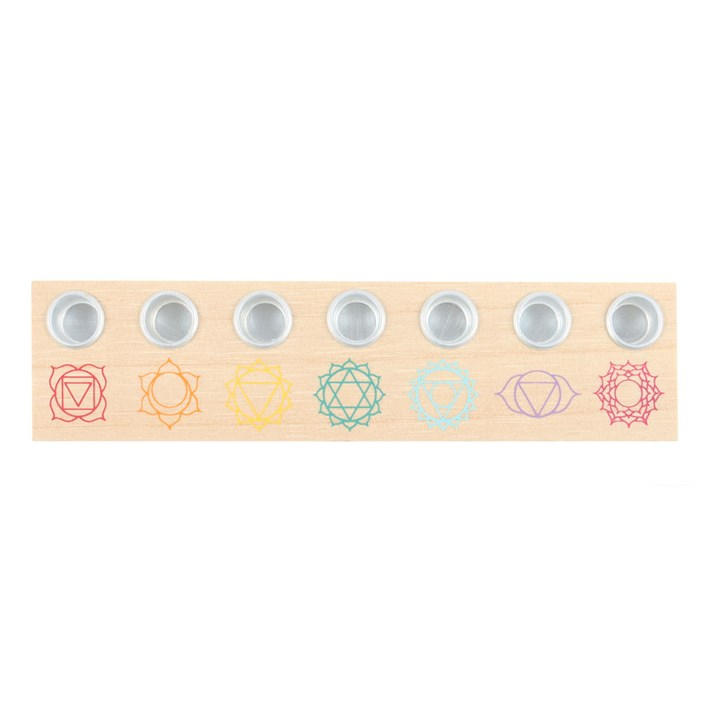 Seven Chakras Wooden Energy Candle Holder, image 2 of 4