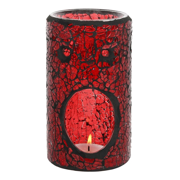 Red Pillar Crackle Glass Oil Burner and Wax Warmer, image 2 of 5
