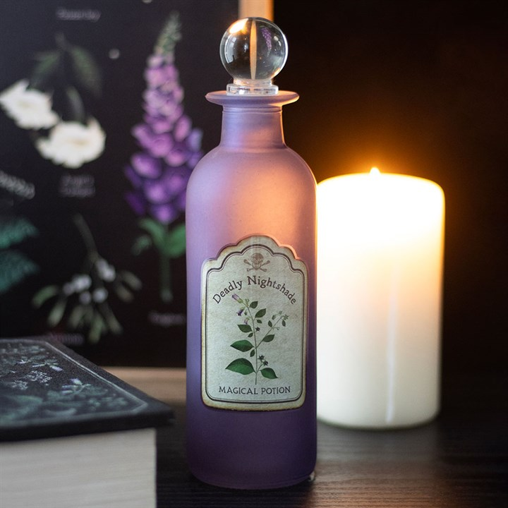 Deadly Nightshade Decorative Glass Potion Bottle, image 1 of 6