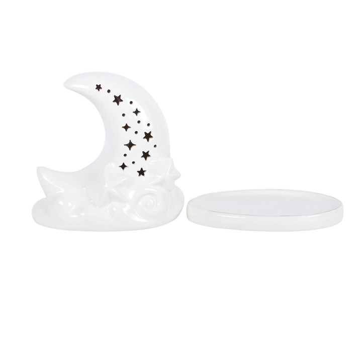 White Pastel Skies Moon Incense Cone Holder, image 6 of 6
