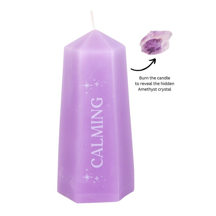 Calming Crystal Candle with Rough Amethyst, image 2 of 5