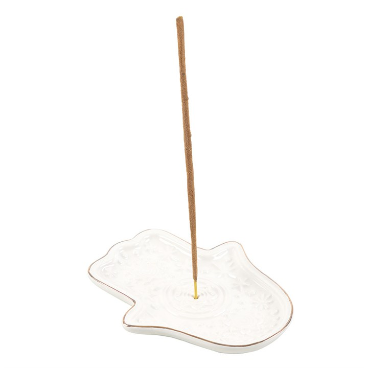 White Hand of Hamsa Incense Holder and Trinket Dish, image 2 of 4