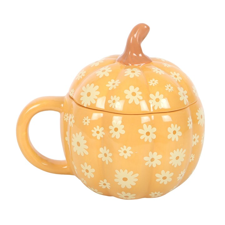 Groovy Floral Pumpkin Lidded Mug, image 2 of 6