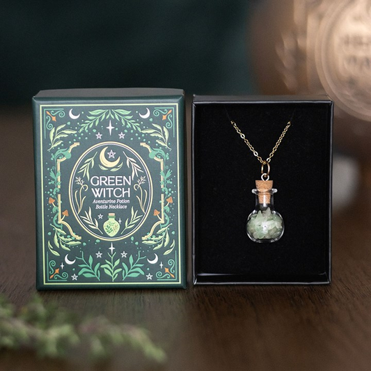 Green Witch Aventurine Potion Bottle Necklace, image 1 of 7