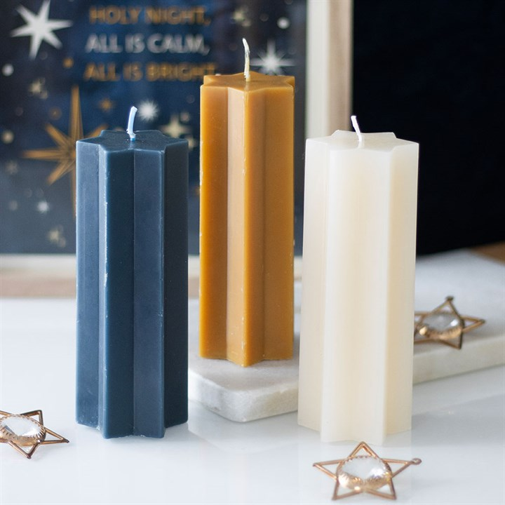 Navy Starry Night Star Shaped Taper Candle, image 5 of 5
