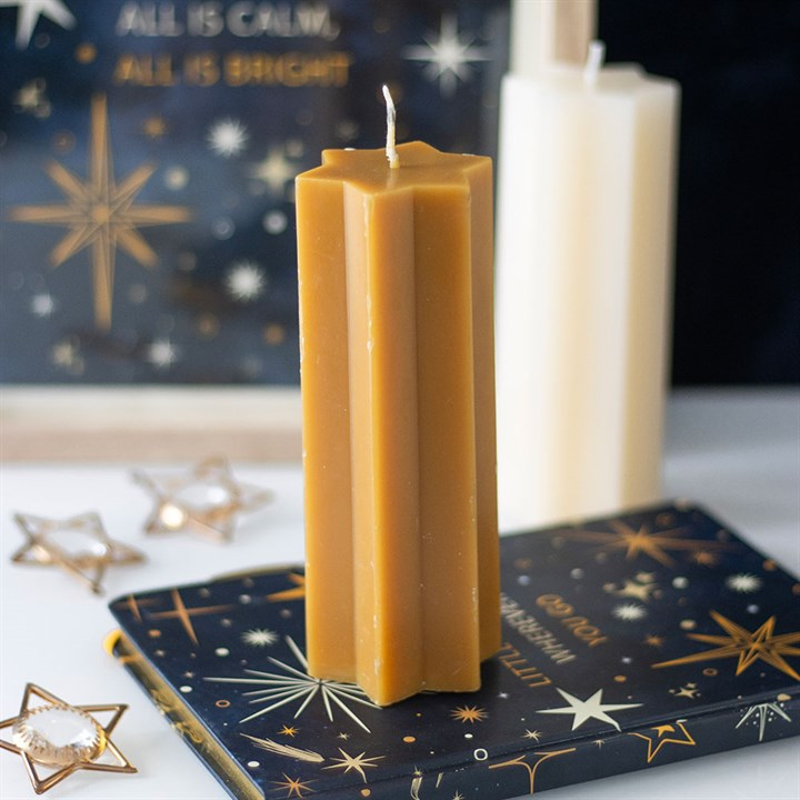 Gold Starry Night Star Shaped Taper Candle, image 1 of 5