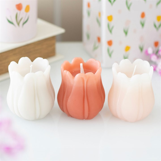 Set of 3 Tulip Shaped Candles, image 1 of 5
