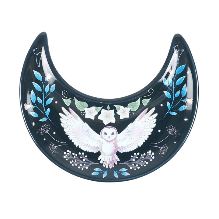 Crescent Moon Owl Trinket Dish, image 1 of 3