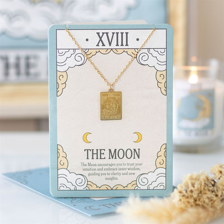 The Moon Vintage Tarot Necklace on Greeting Card, image 1 of 5