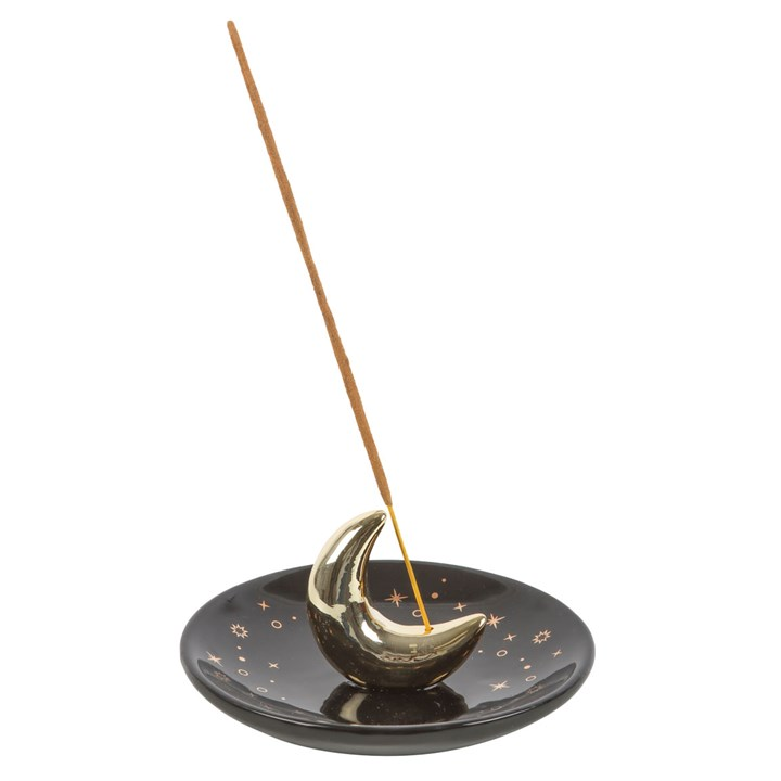 Gold Crescent Moon Incense Stick Holder, image 3 of 5