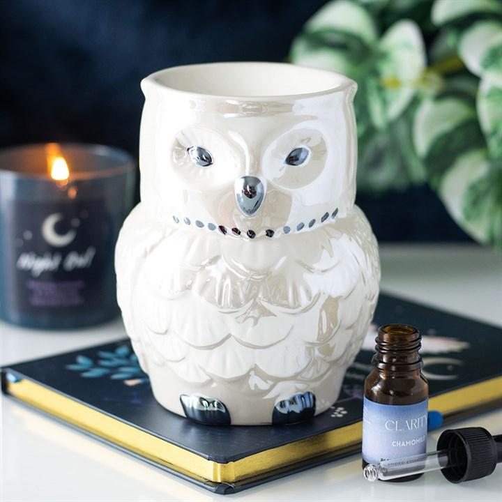 Owl Shaped Iridescent Oil Burner and Wax Warmer, image 1 of 4