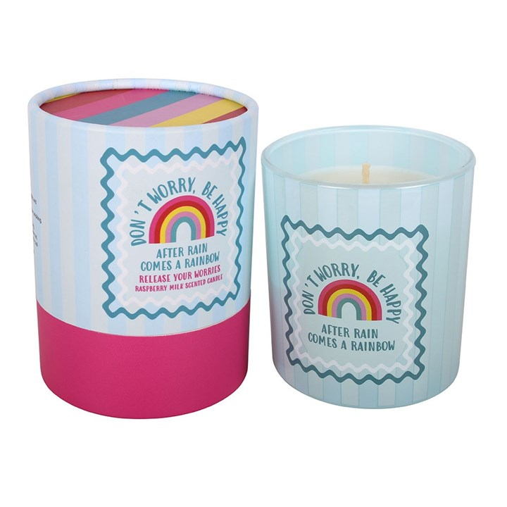 Don't Worry Be Happy Raspberry Milk Scented Candle, image 1 of 2
