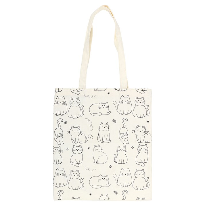 White Cat Print Polycotton Tote Bag, image 2 of 4