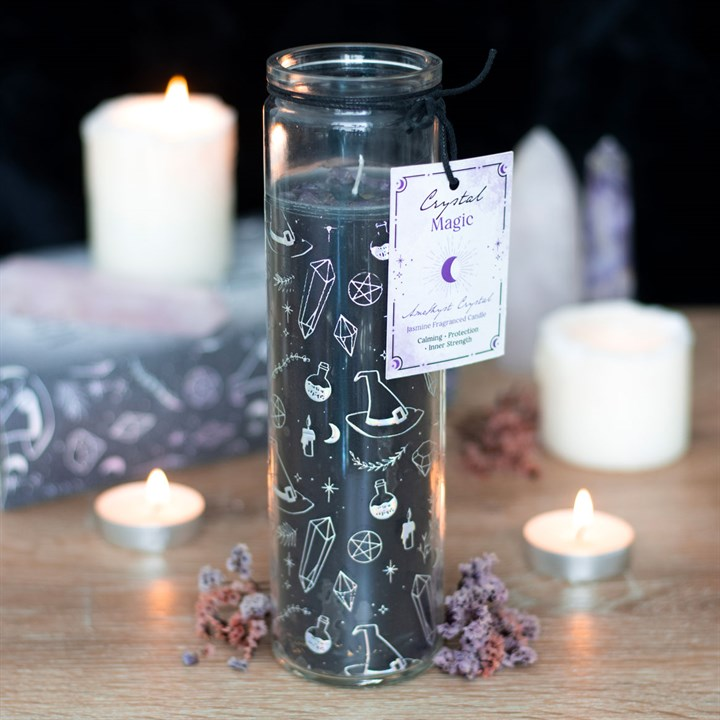 Crystal Witch Jasmine Tube Candle with Amethyst Chips, image 1 of 6