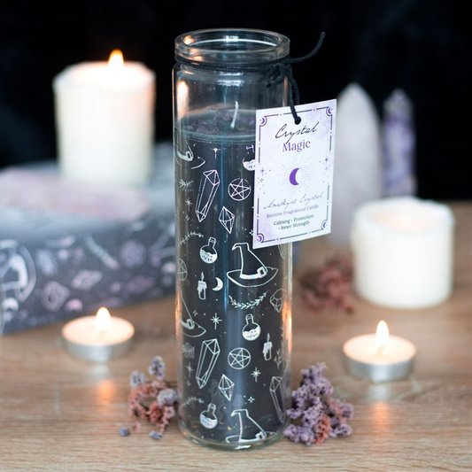 Crystal Witch Jasmine Tube Candle with Amethyst Chips, image 1 of 6