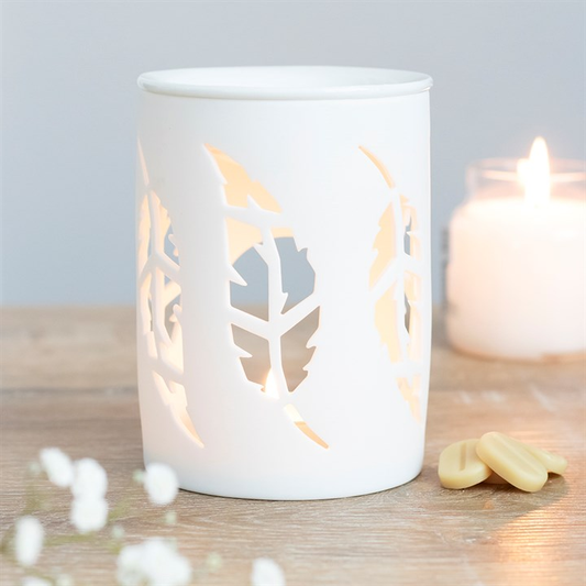 White Feather Cut Out Oil Burner, image 1 of 4