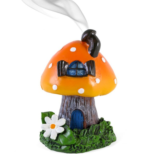 Orange Smoking Toadstool Incense Cone Holder, image 1 of 3