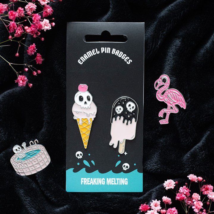 Freaking Melting Ice Cream Enamel Pin Badges, image 1 of 6