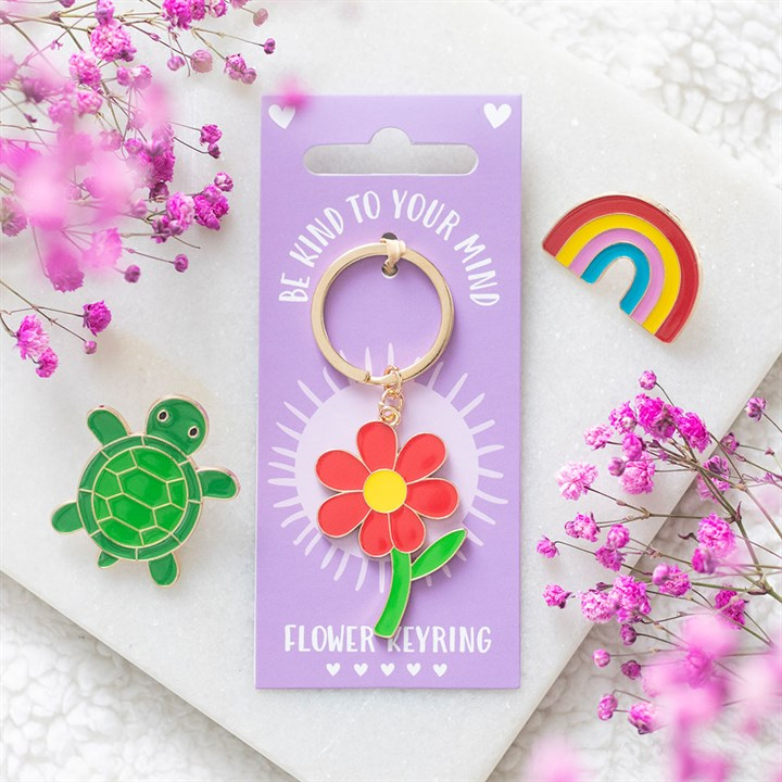 Be Kind to Your Mind Flower Keyring, image 1 of 6