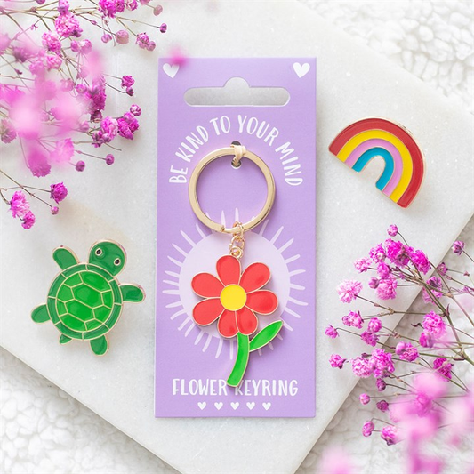 Be Kind to Your Mind Flower Keyring, image 1 of 6