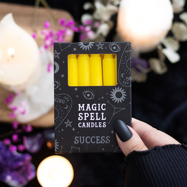 Set of 12 Yellow 'Success' Spell Candles, image 1 of 2