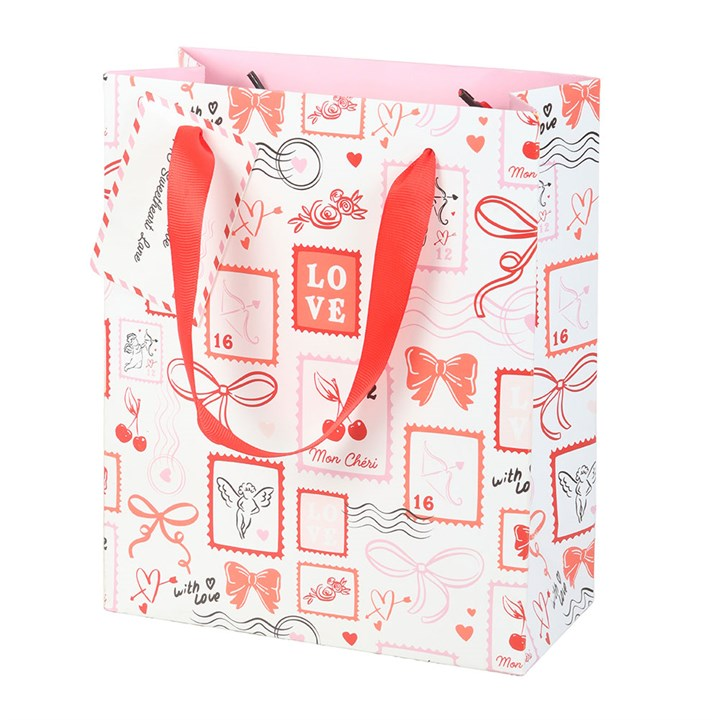 Valentine Postage Stamp Print Gift Bag, image 2 of 5