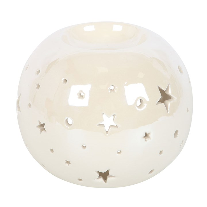White Iridescent Star Oil Burner and Wax Warmer, image 6 of 7