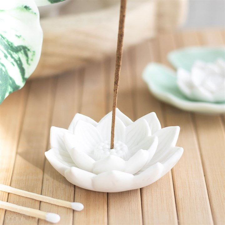 White Lotus Flower Incense Stick Holder, image 2 of 6