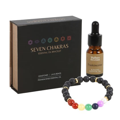 Seven Chakra Mixed Gemstone Essential Oil Bracelet, image 1 of 5