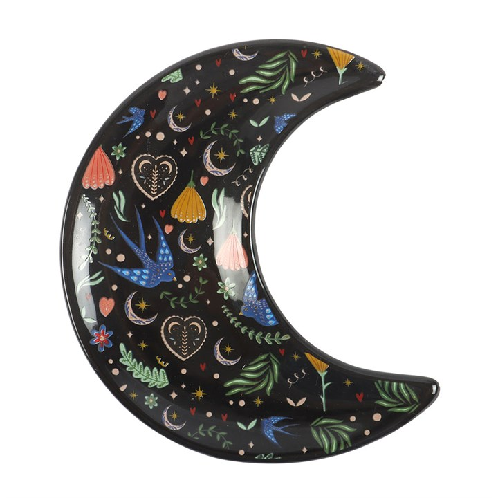 Midnight Bloom Crescent Moon Trinket Dish, image 2 of 5