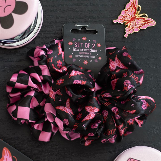 Set of 2 Rebel Butterfly and Checkerboard Hair Scrunchies, image 1 of 3