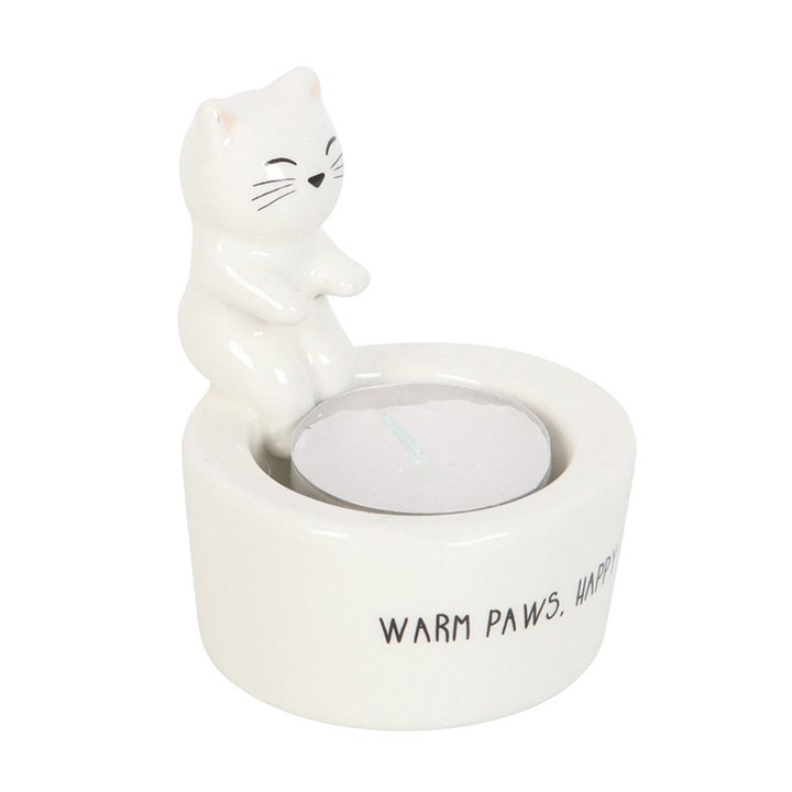 Warm Paws, Happy Heart Cat Tealight Holder, image 3 of 4