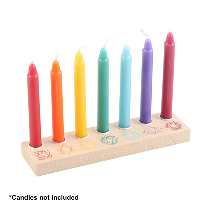 Seven Chakras Wooden Energy Candle Holder, image 3 of 4