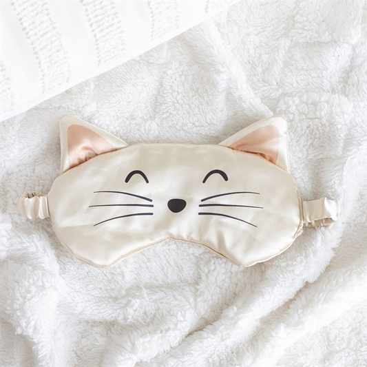 White Cat Face Satin Eye Mask, image 1 of 4