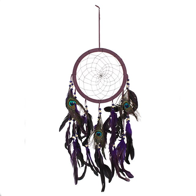 Purple Peacock Feather Dreamcatcher, image 1 of 2
